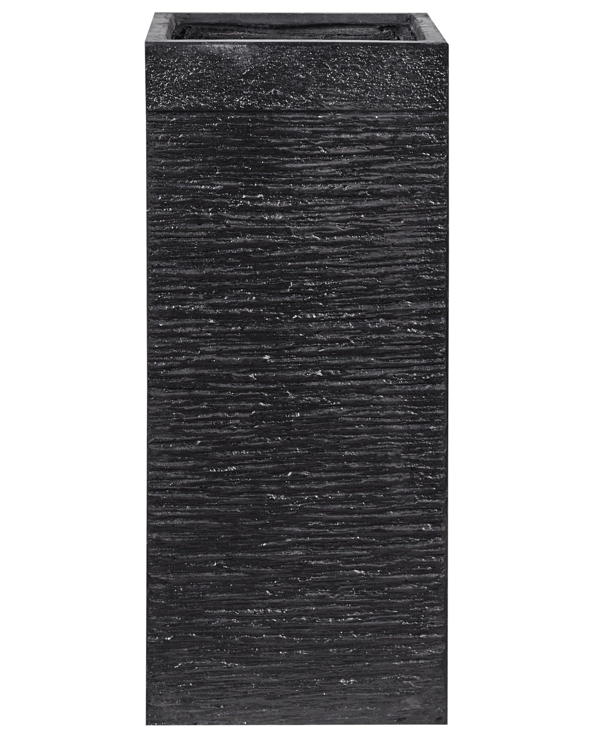 Praktischer Blumentopf 26 x 26 x 60 cm Lehm-Faser-Mischung schwarz Dion