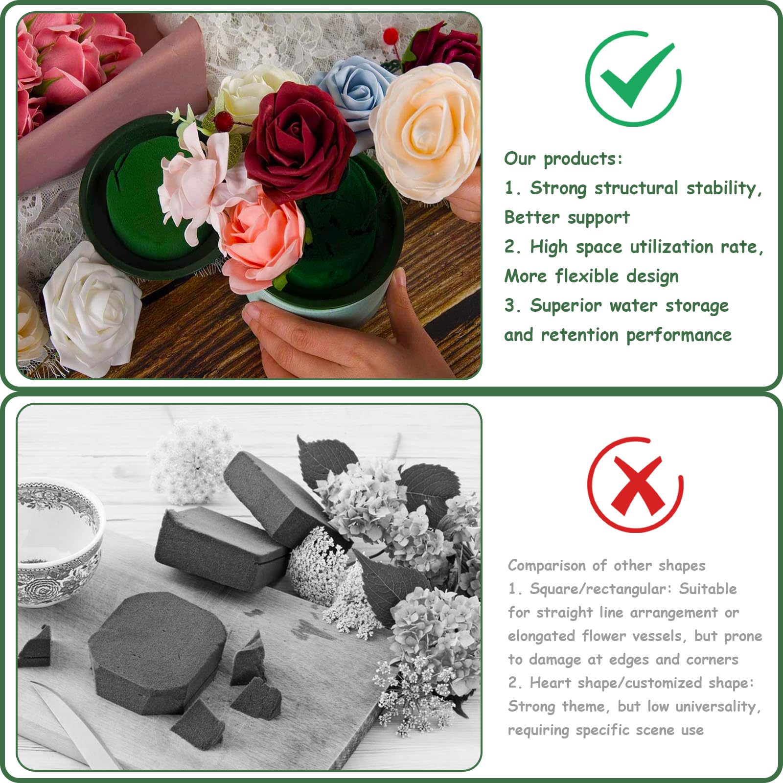 8 Morceaux Mousse Florale WINONS - Éponge Absorbante Pour Fleurs Fraîches Et Artificielles, Décoration Mariage