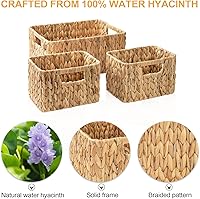 Vista 5 de ELONG HOME Wicker Storage Basket, 3 Pack Hand-Knitted Wicker Baskets, Water Hyacinth Storage Baskets with Built-in Handles Jacinto 3