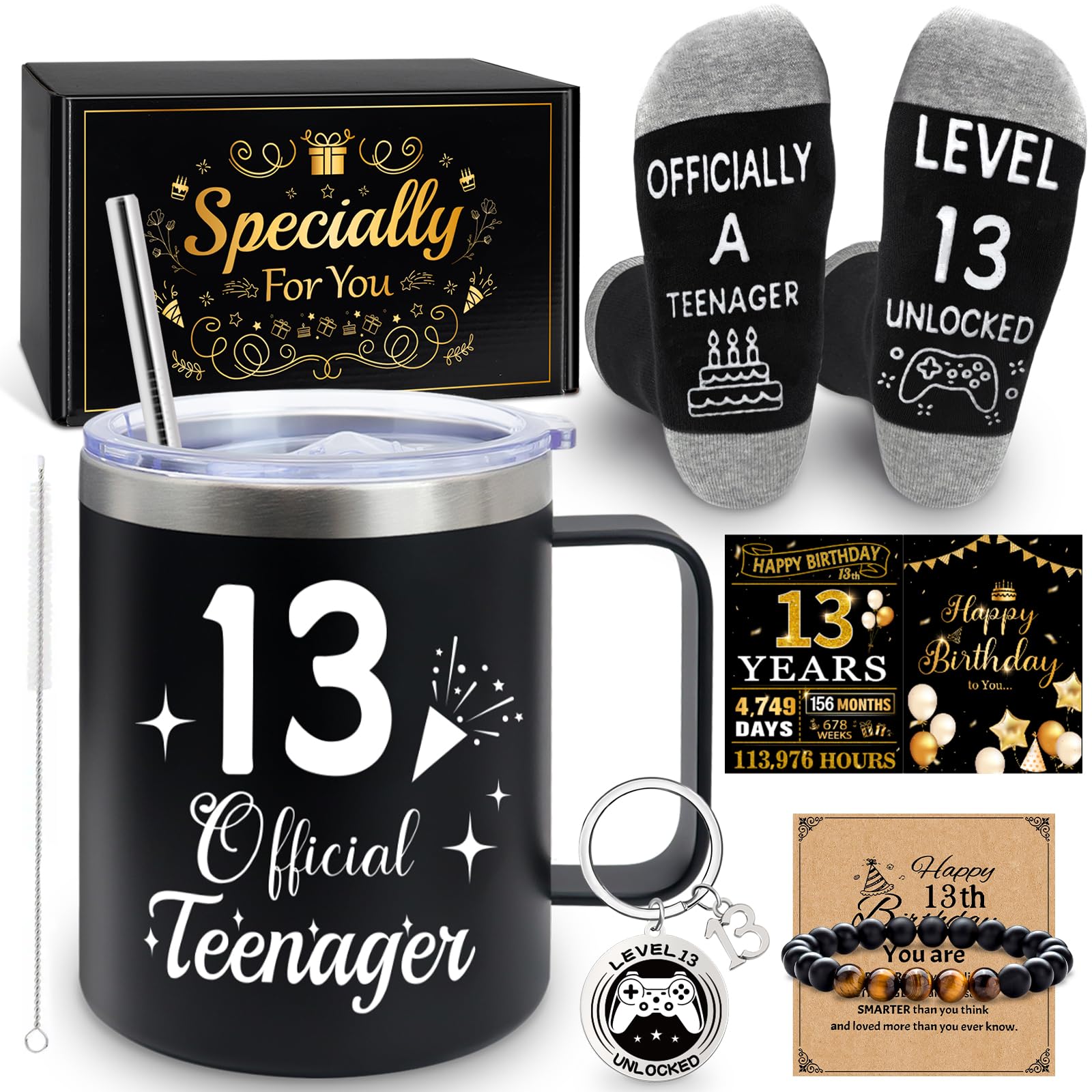 MOTONG Funny 13 Year Old Birthday Gift Baskets for Boys, 13th Present for Son Grandson Nephew Friend Birthday