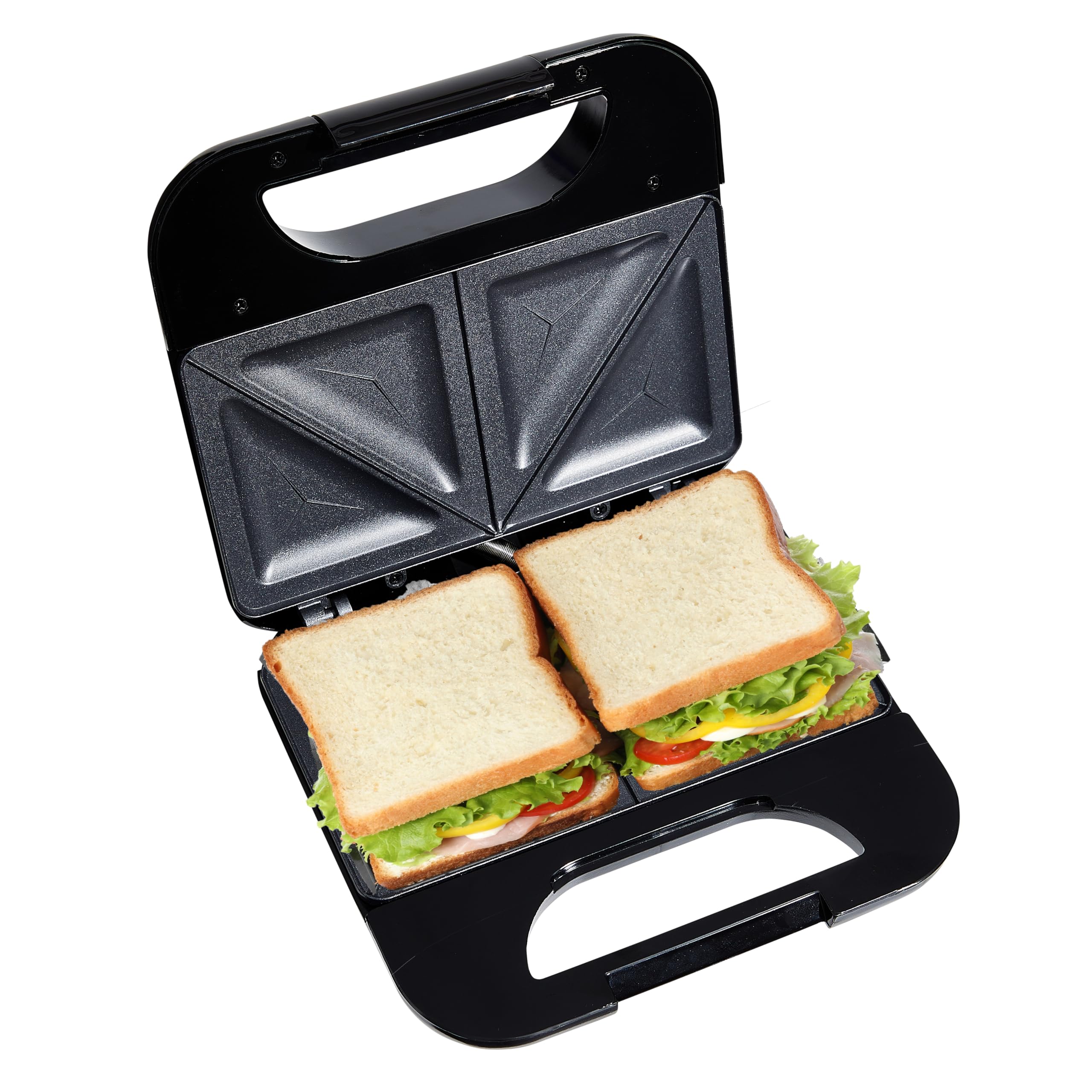 COOK WITH COLOR Sandwich Maker - 750-Watt, Non-Stick Plates, Easy-to-Clean, Cool Touch Housing and Skid Resistant Feet, Black