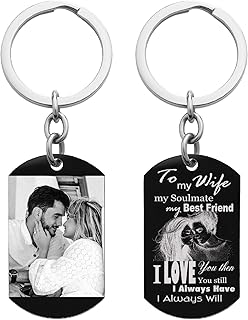 Queenberry to My Wife Soulmate Best Friend Photo Engraved Pendant Custom Dog Tag Key Chain - Handmade