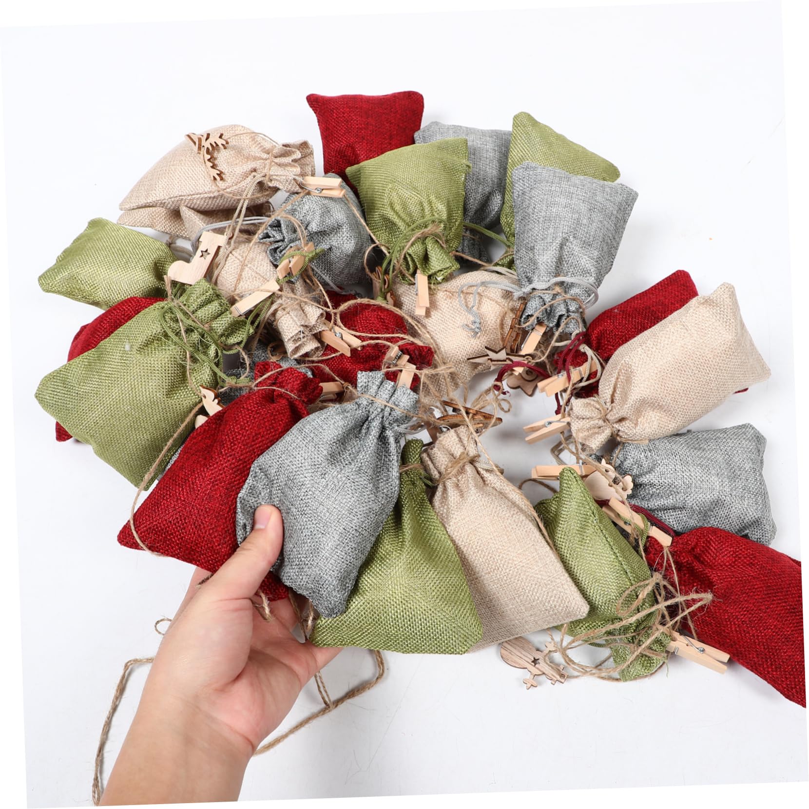 IMIKEYA Lot De 3 De Calendrier De L'avent De Noël À Cordon Conteneurs De Noël De Rangement pour d'emballage Décoratifs De Noël