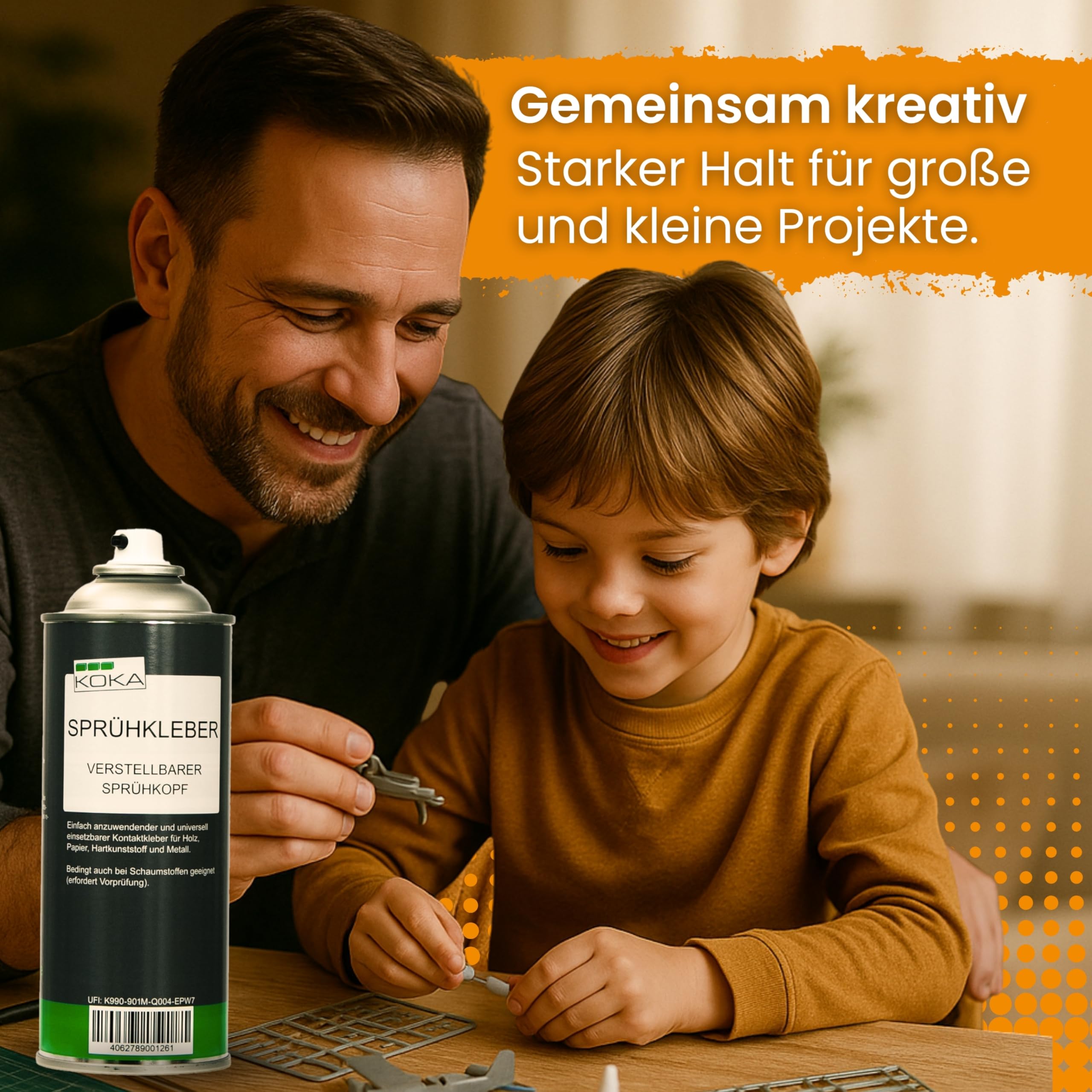 KOKA Spray adhesivo de 400 ml, juego de 3 unidades (3 x 400 ml) – Spray adhesivo resistente al calor para techos, fieltro, cuero, espuma y plástico – fuerte adherencia, secado rápido, impermeable y