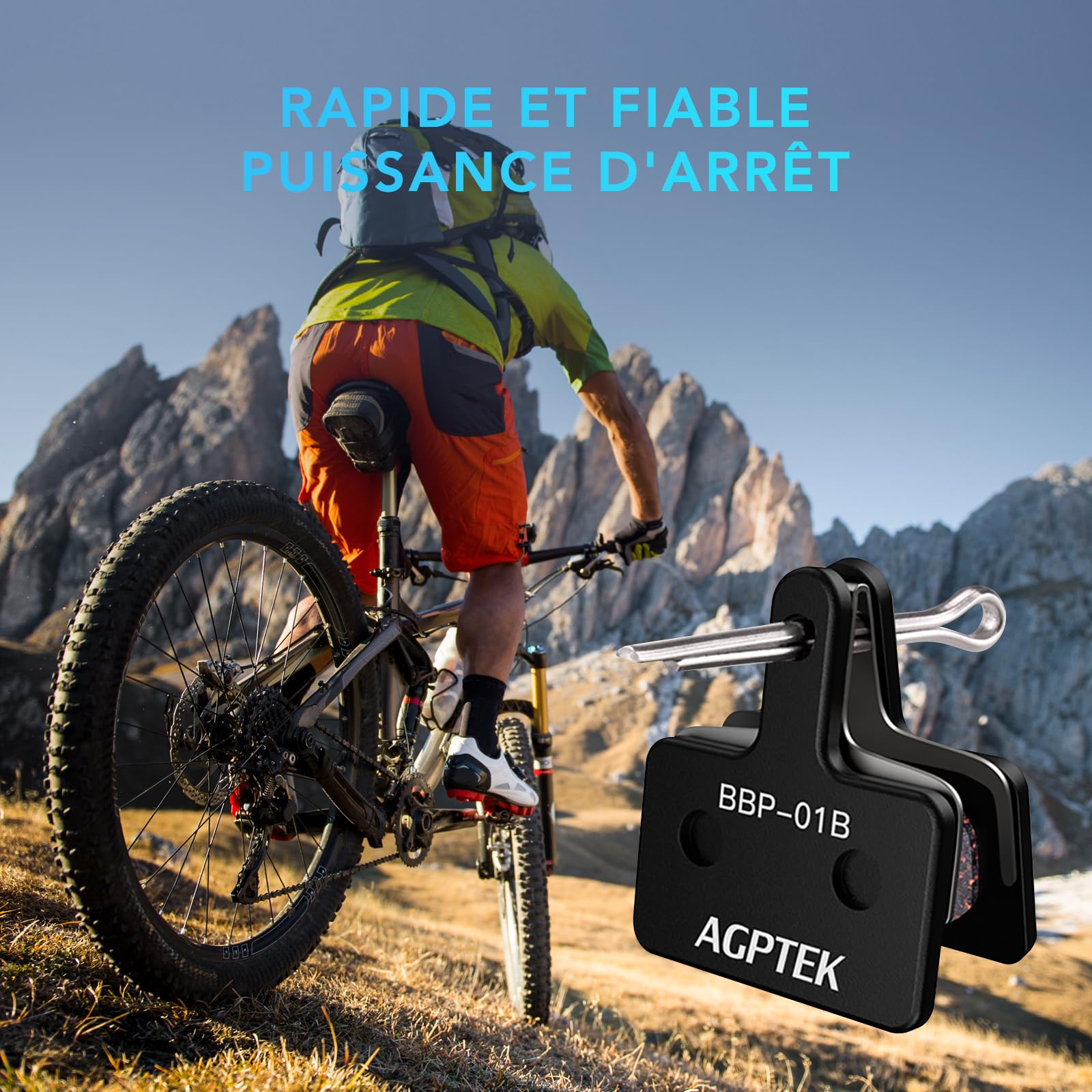 AGPTEK 4 Paires Plaquettes de Frein Vélo à Disque, Bicyclette Patins de Frein Semi-Métalliques pour Shimano TRP Tektro Deore M575 M525 M515 T675 M505 B01S C501 M495 M486 M485