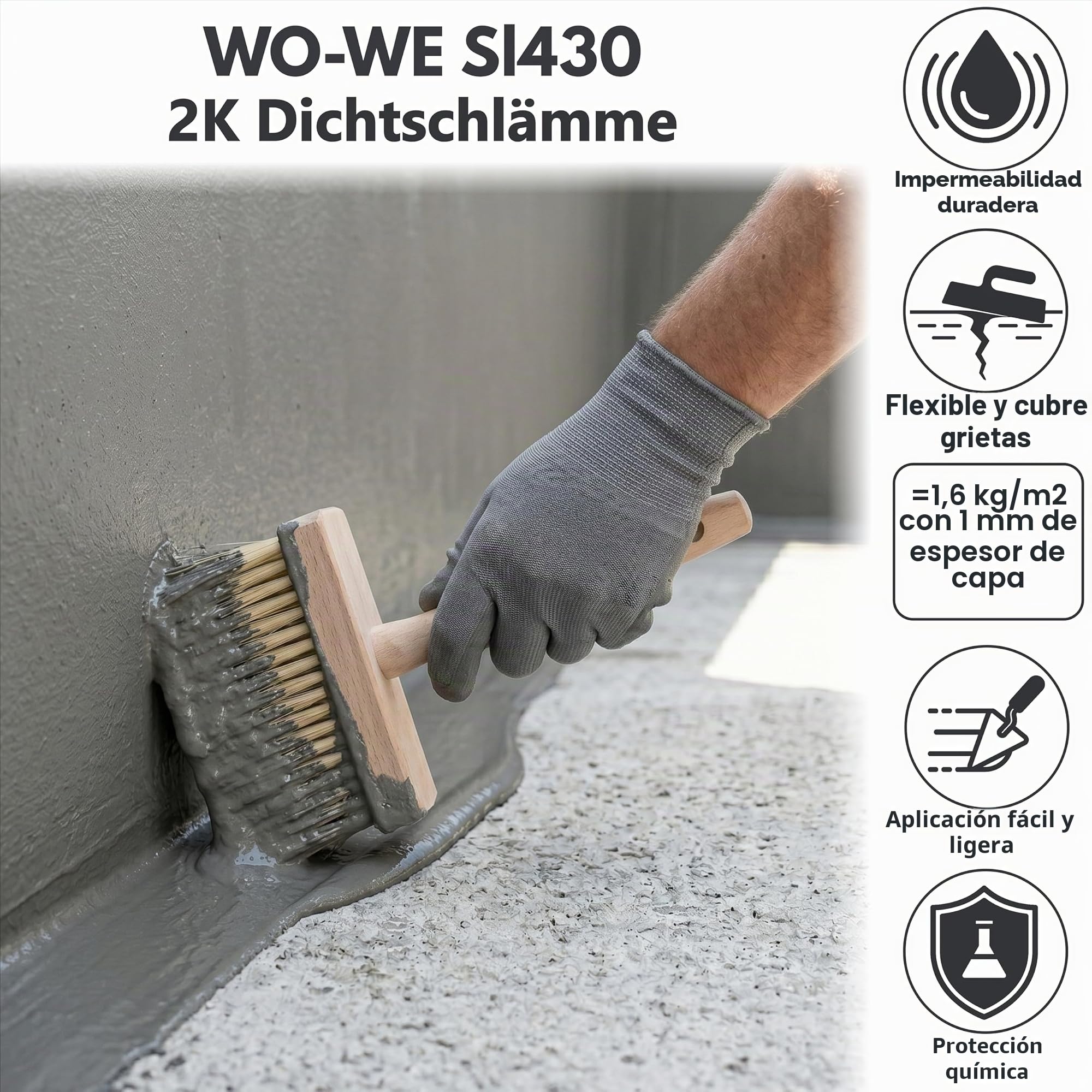 WO-WE Impermeabilizante para piscina 2K deResina Epoxi SL430-10Kg