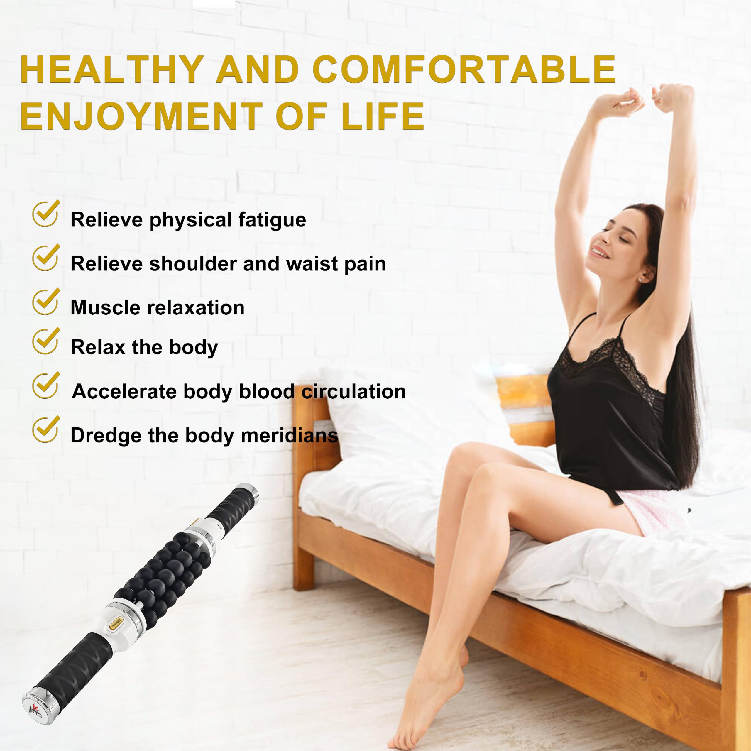 Elitzia ETCRO02 Mikrovibrations-Rollmaschine, tragbares Körpermassagegerät, Gesundheitspflege, lindert Schulter- und Nackenschmerzen, Heimgebrauch, silberfarben