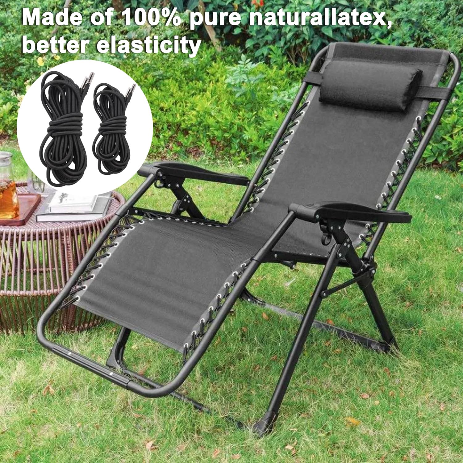 Remplacement Corde Élastique Universelle Pour Fauteuil Relax, 4 Pièces Lacets Elastiques Pour Chaise Zéro-Gravité, Remplacement Corde Pour Zéro Gravité, Pliante Et Inclinable Chaise