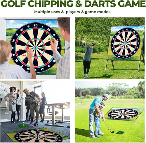 Miniatura 6 de FINCOME Juego de alfombrillas de juego de astillado de golf, práctica de dardos, tapete de entrenamiento de golf para adultos en interiores y