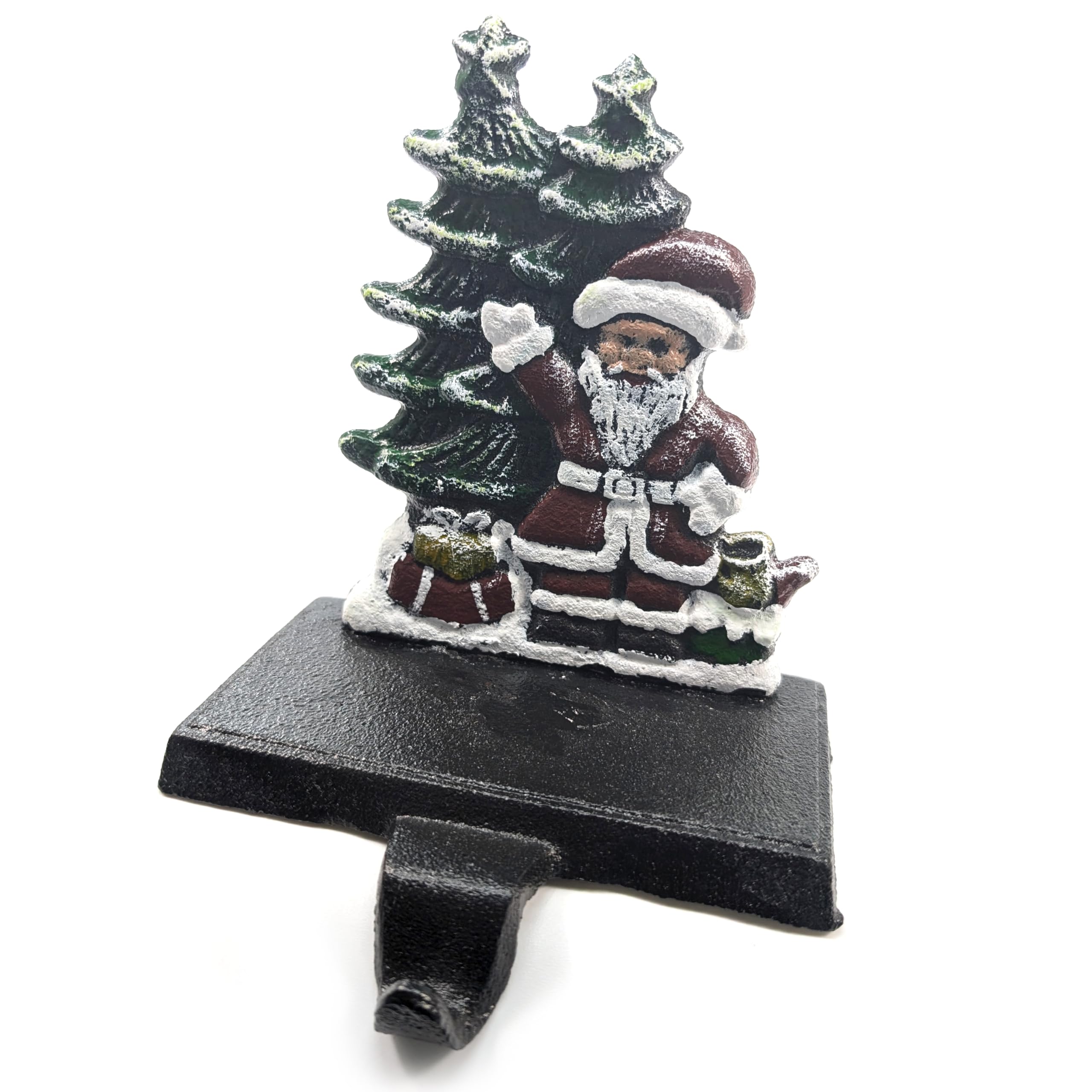Black Ginger Cast Iron Christmas Stocking Holder and Hook, 4 Designs (Santa & Gifts)