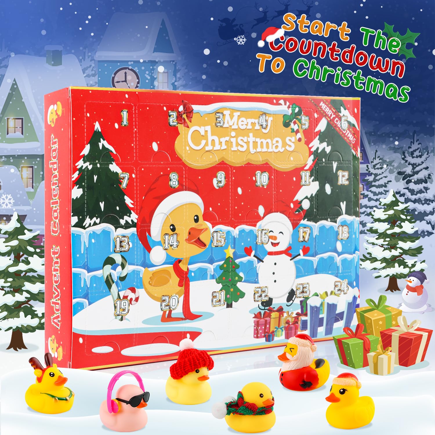 JOFONY Advent Calendar 2025 Kids, Christmas Countdown Calendar Rubber Duck Bath Toys 24 Days 2025 Christmas Xmas Gifts for Kids - Image 2