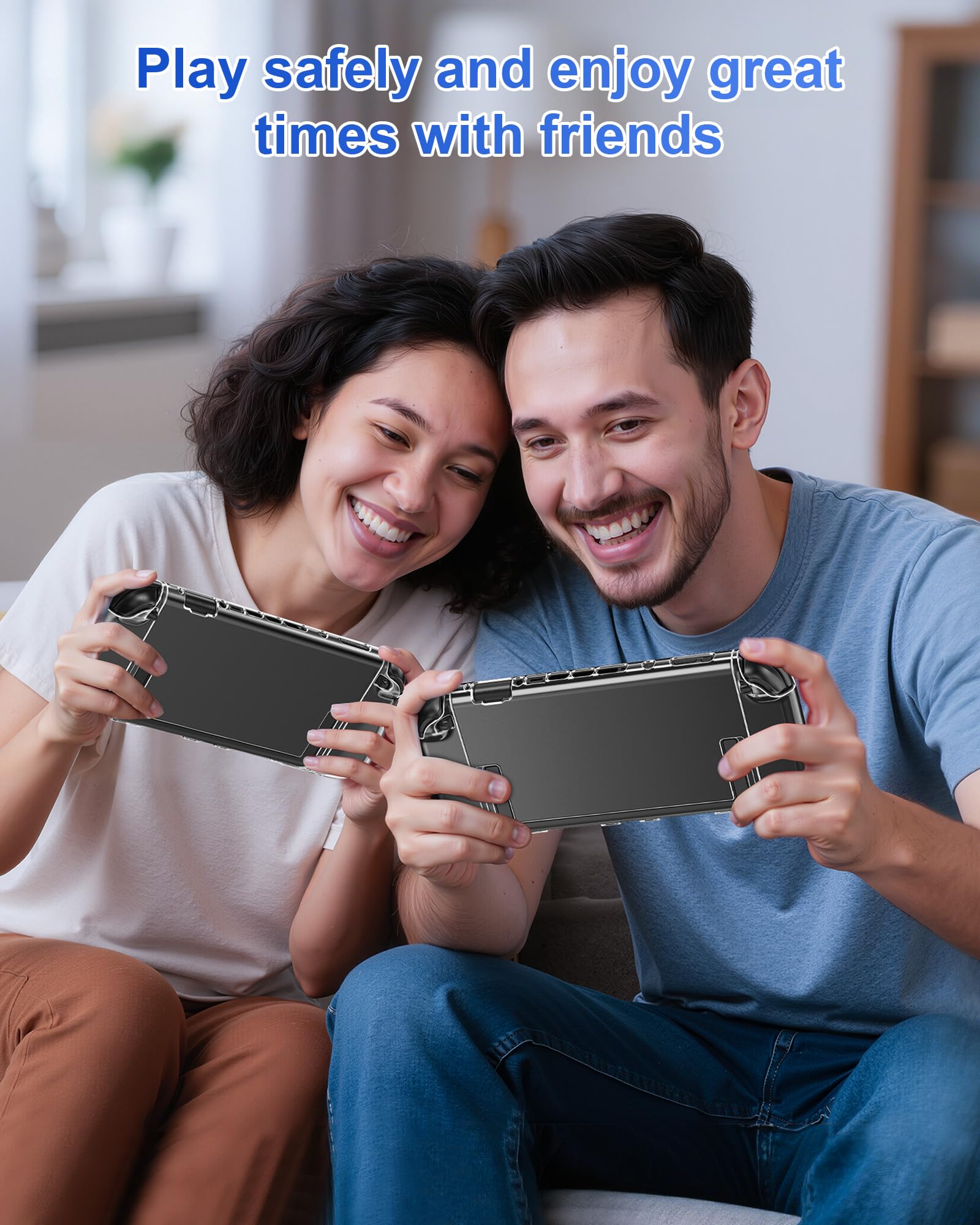 FYOUNG Custodia protettiva e pellicola protettiva per Nintendo Switch 2 (2025), set di accessori 3 in 1 per Switch 2, guscio rigido in policarbonato trasparente, 2 pellicole in vetro, 8 impugnature