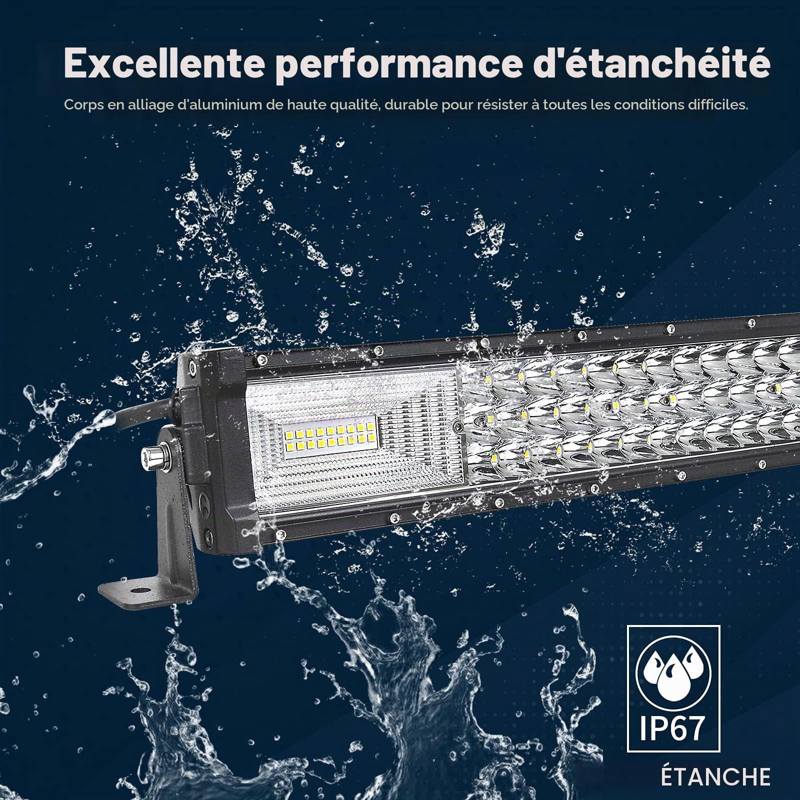 PICAA Led Barre Lumineuse 7D Triple Rangée 50 pouces 125cm 648W Rampe a led barre de led Combo Faisceau de Spot D'inondation 12V 24V hors route Voiture Véhicules 4x4 SUV ATV Camion Tracteur