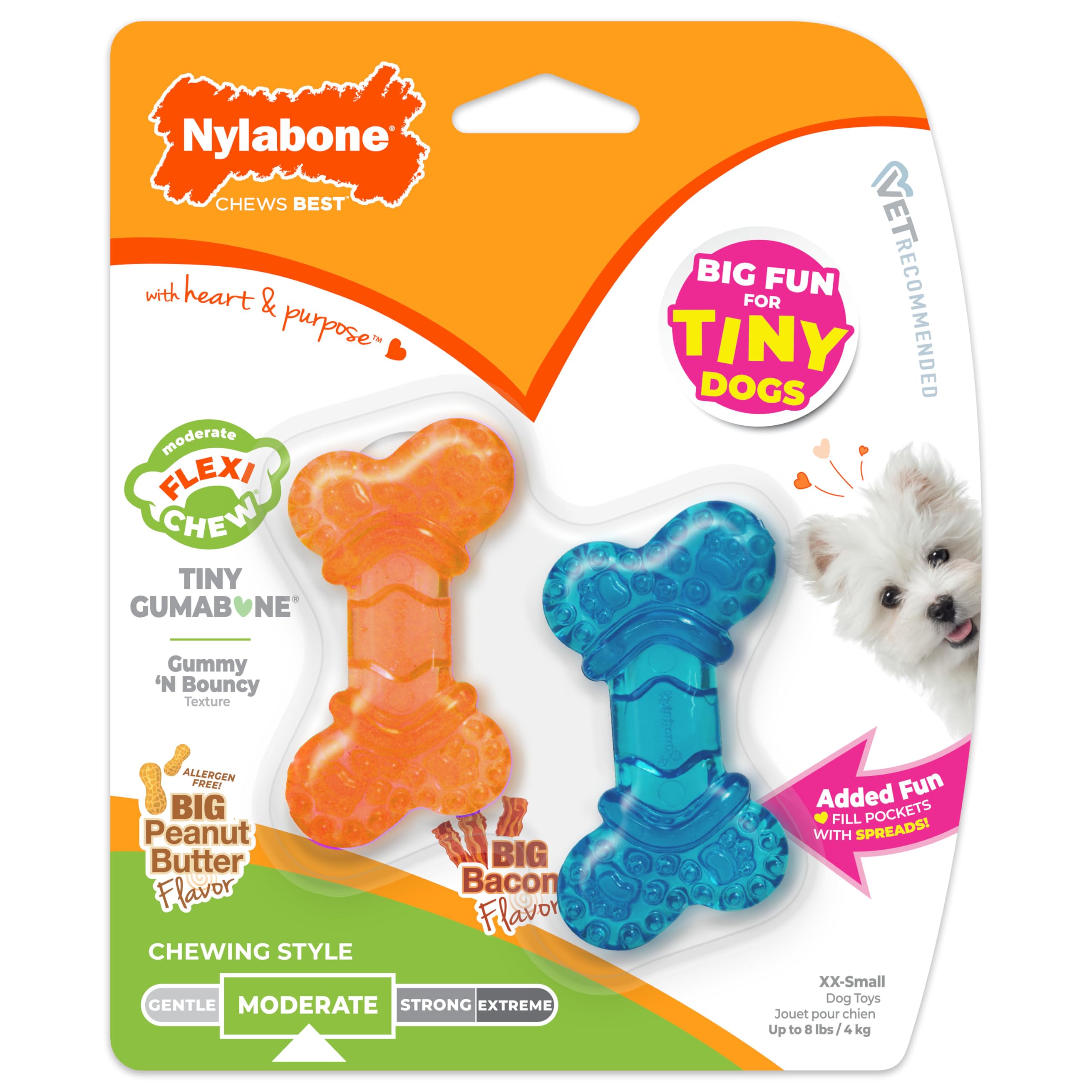Nylabone NBXXS001P moderata Chew Flexichew Bone