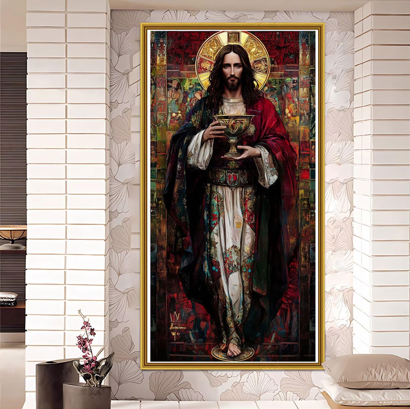 Religion Malen Nach Zahlen Erwachsene Groß 90x180 cm,Malen Nach Zahlen Jesus,Kreativ Set für Erwachsene,DIY Handgemalt Ölgemälde Leinwand Kit mit Pinseln Acrylfarben,Home Dekor Frauen Geschenk L165