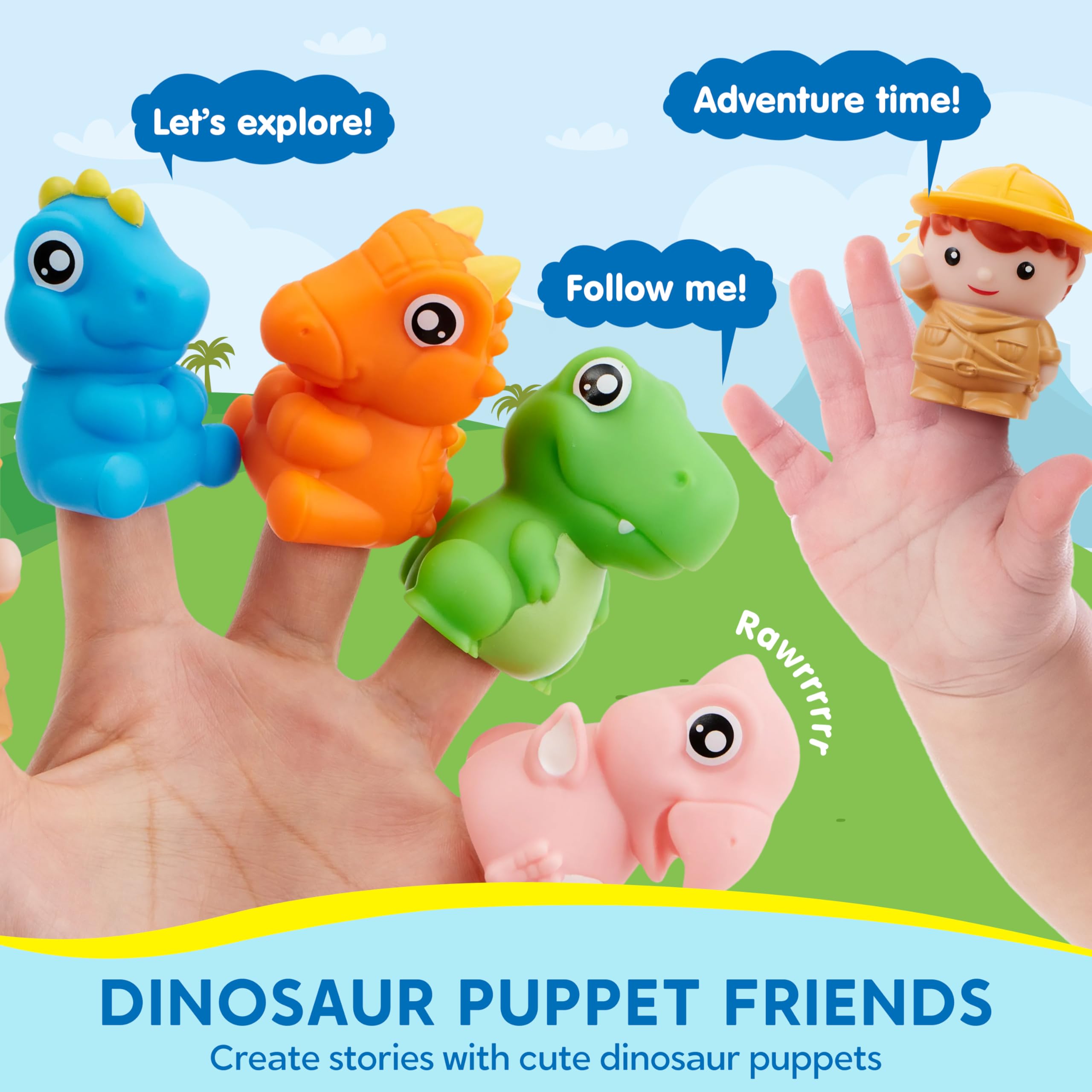 Play-Act Zabawka edukacyjna dla małych dzieci w wieku 1-2-3 lat, liczenie, dopasowywanie i sortowanie Montessori do nauki dinozaurów, w tym 9 dinozaurów, prezent urodzinowy dla chłopców i dziewczynek