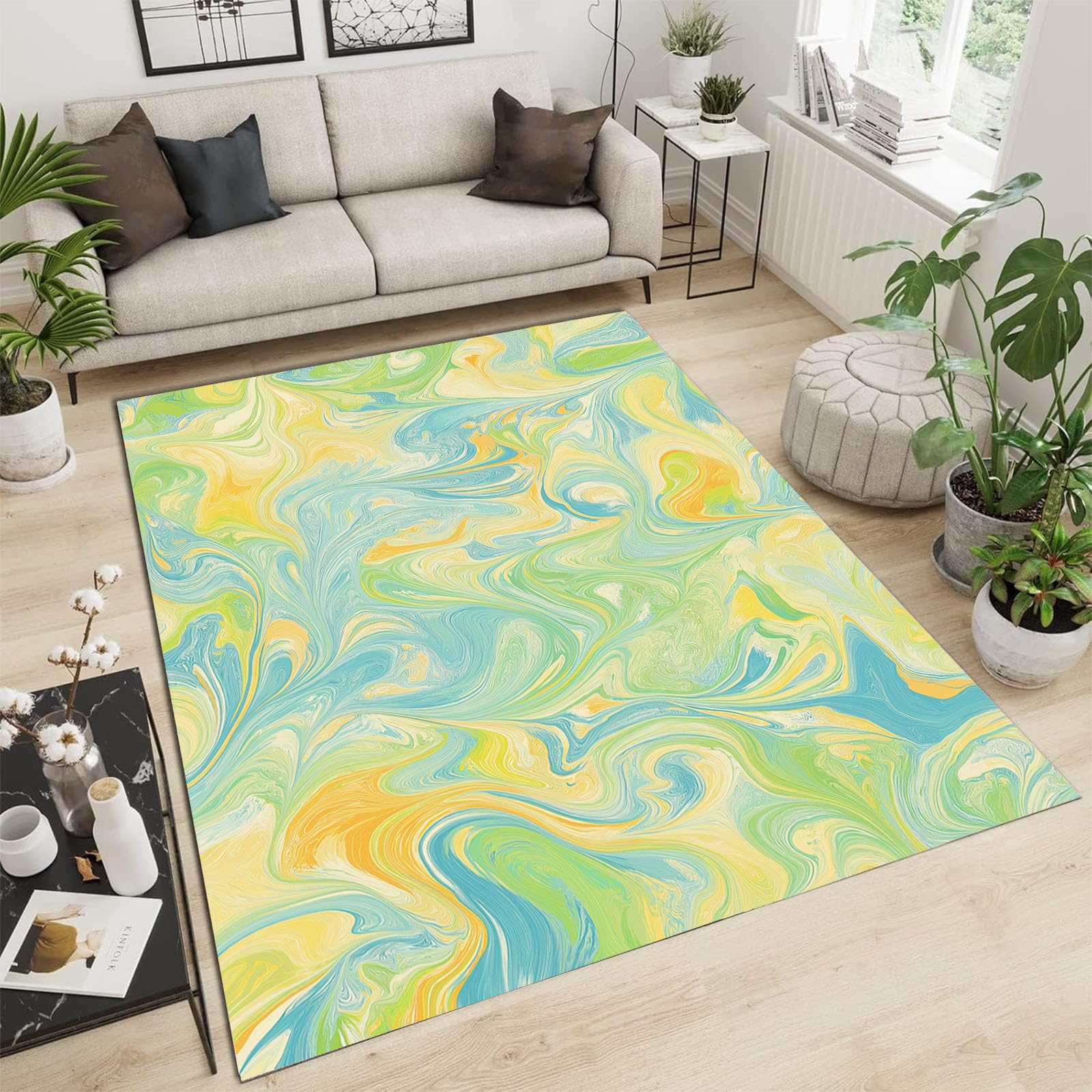 Tapis de chambre marbre abstrait pour une ambiance de sol cosy