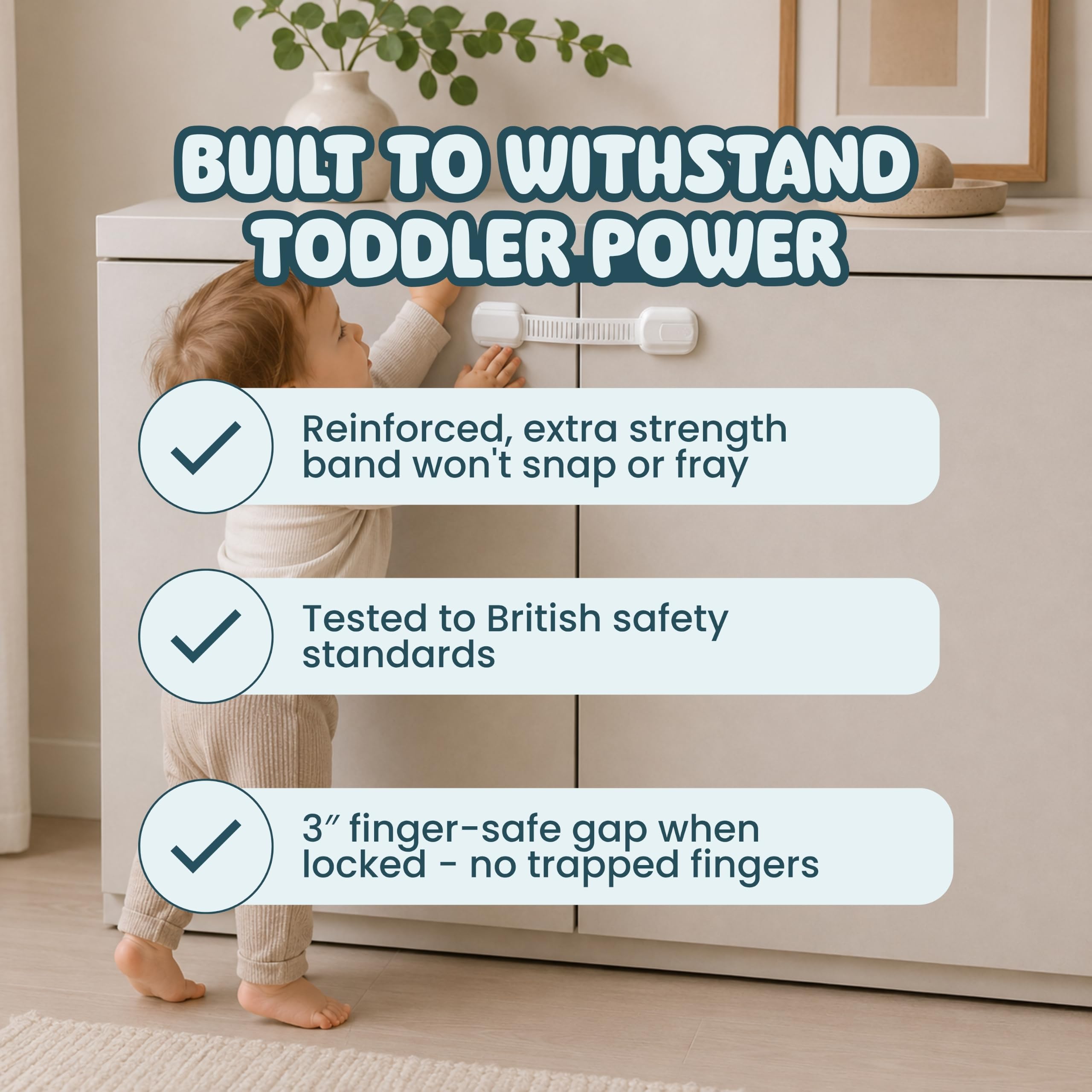 BooBoo - Loquets bloque-placard - sécurité enfant/bébé - évite les doigts coincés - facile à installer/pas d'outil nécessaire - lot de 6
