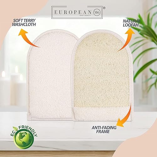 Dual-Sided Loofah Mitt - Natural Egyptian Luffa Body Scrubber(1)