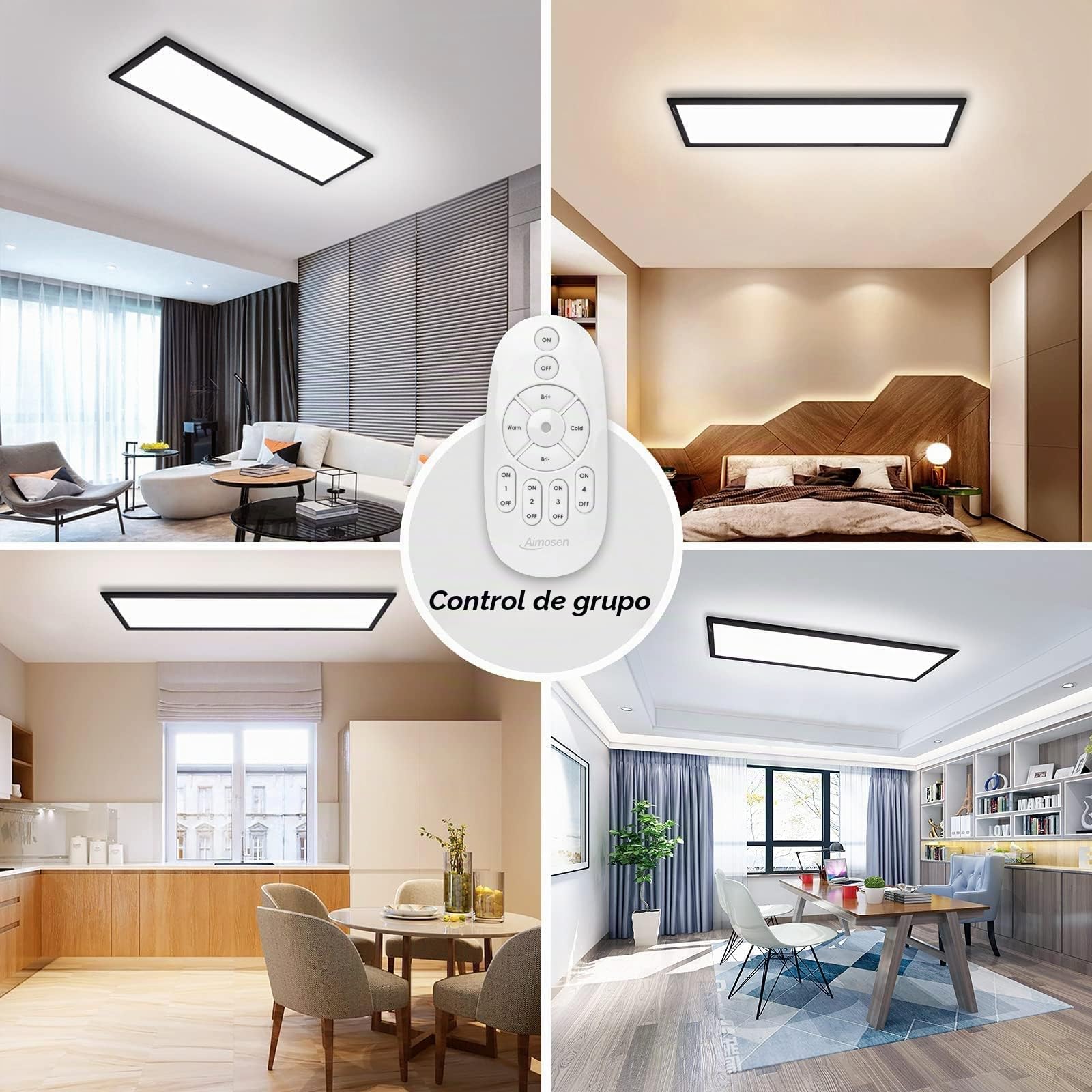 Lámpara de Techo Regulable, 100x25cm Panel LED con Control Remoto, Luz de Techo Rectangulares 28W con Función de Memoria, (Cálido/Natural/Frío Blanco Luz 2700K-6500K) para Cocina Oficina Salón