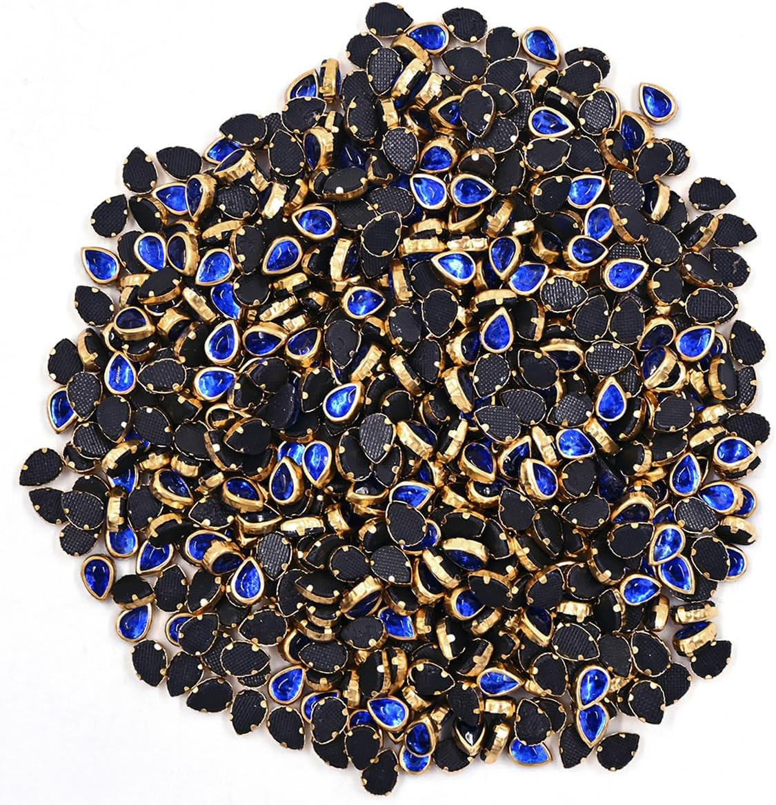 Embroiderymaterial Kundan Stones in Tear Drop Shape Blue Sapphire Colour for DIY Jewellery & Embroidery Embellishment, 5X7 MM, 500 Pieces