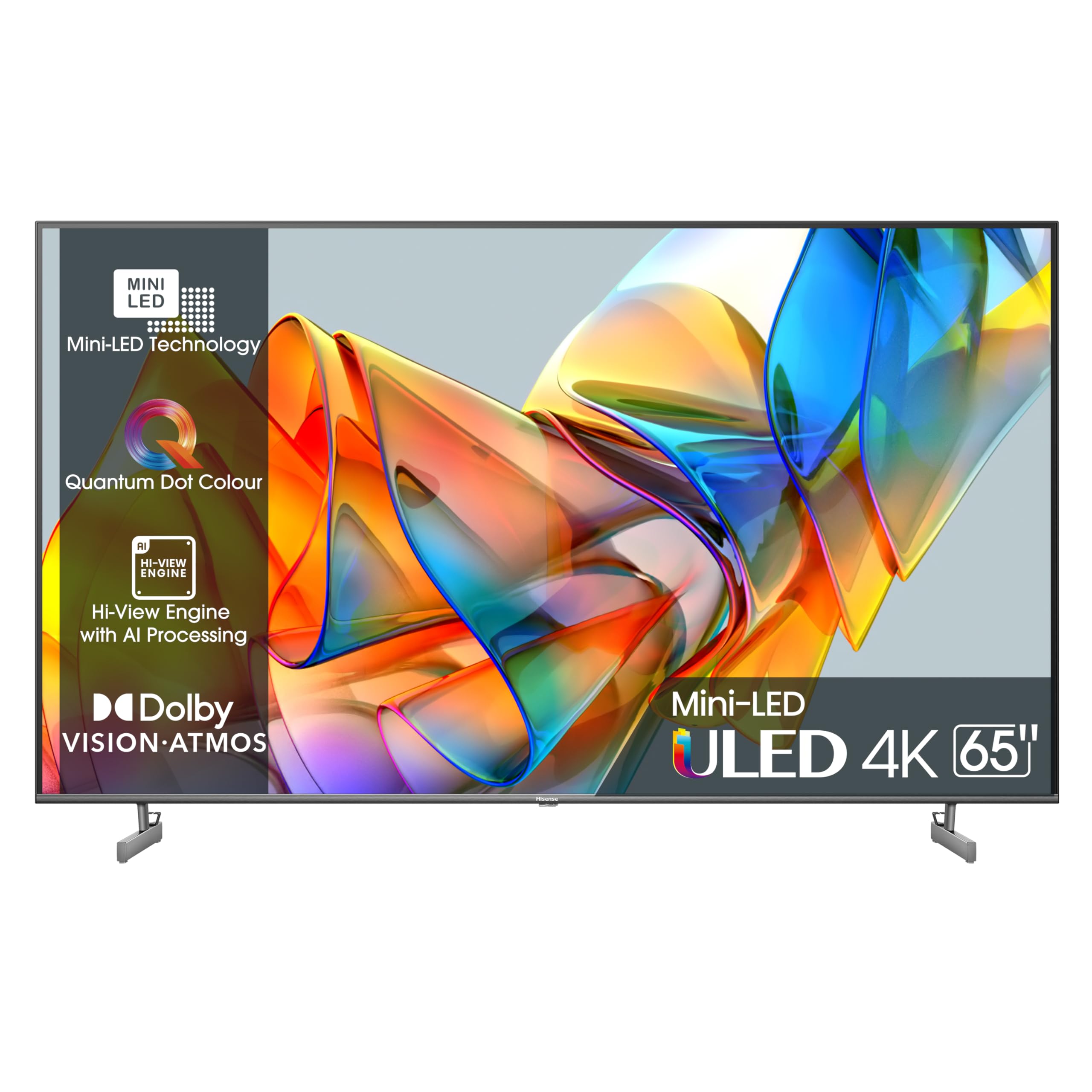 Hisense 65" ULED Mini-LED 4K 2023 65U62KQ, Smart TV VIDAA U6, Dolby Vision, HDR 10+, Game Mode Plus, Alexa Built-in, VIDAA Voice, Tuner DVB-T2/S2 HEVC 10, lativù 4K 65 Pollici MiniLED U62KQ