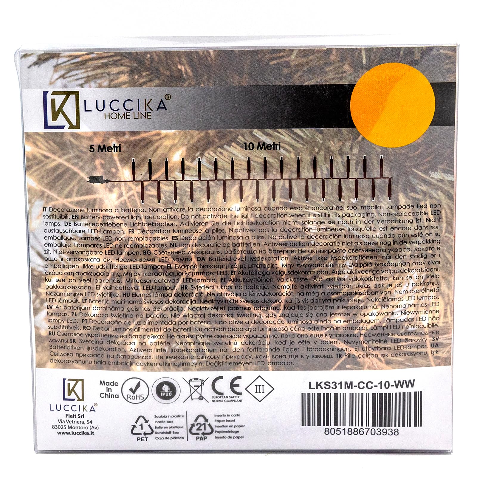 Luccika Cluster Catena Luminosa Natalizia, Luci Micro LED a Grappolo, 8 modalità di Giochi, Interno Esterno, Lucine Decorative per Albero, Natale (Bianco Caldo - Cavo Rame, 10 Metri - 1000 LED)