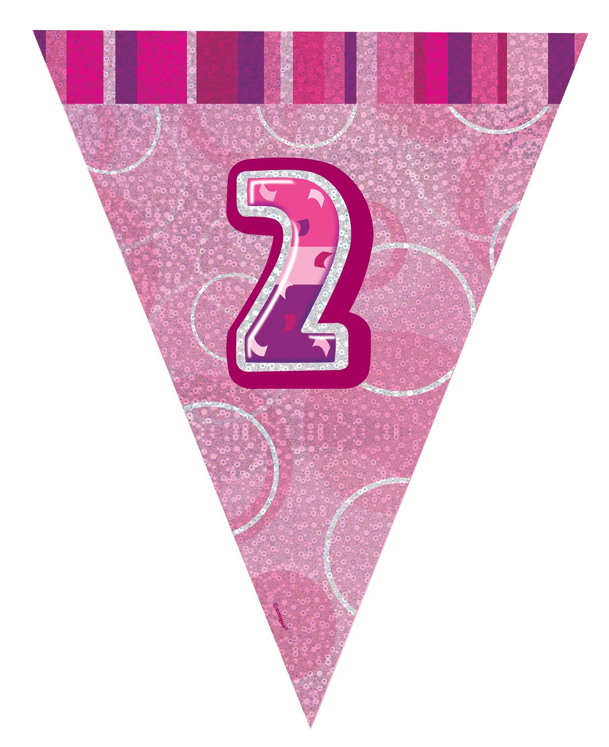 Unique Party 92068 - 9ft Foil Glitz Pink Happy 80th Birthday Banner — view 56