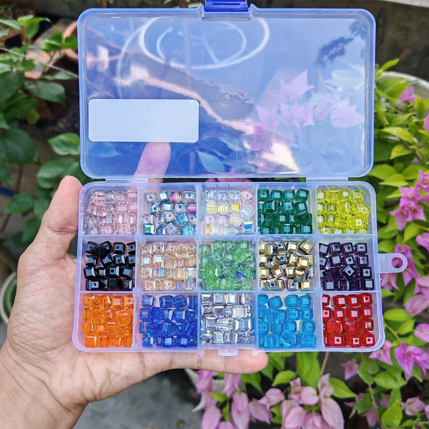 8 mm große Glasperlen für Schmuckherstellung, 300 Stück, AB-Farbe, facettiert, quadratische Form, bunte Kristallperlen, Sortiment, Zubehör für Armband, Halskette mit Kordel