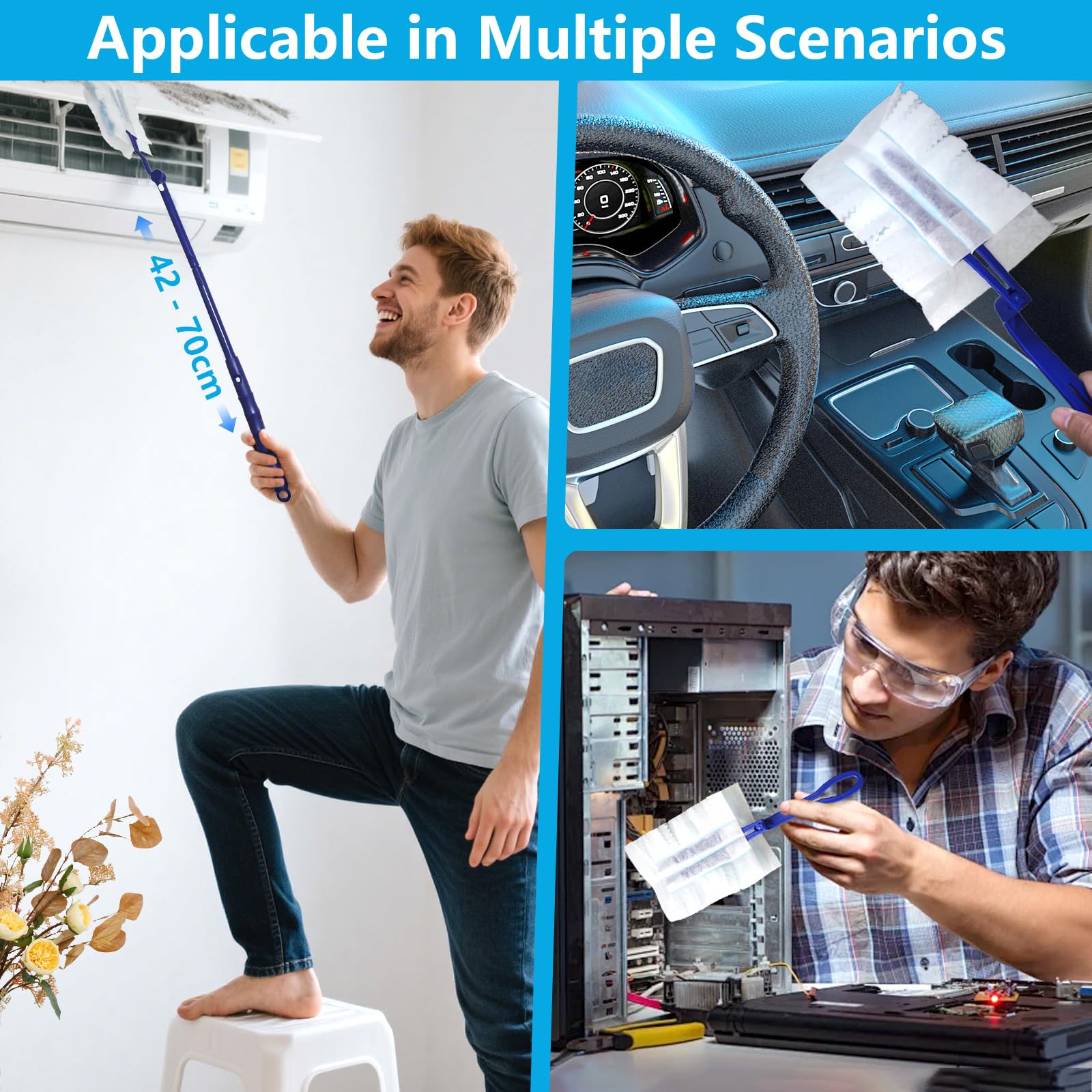 40 sztuk magnes na kurz do uzupełniania Swiffer Staubmagnet, miotełka do kurzu z 2 uchwytami do uzupełniania Swiffer Duster, szmatki jednorazowe antystatyczne do czyszczenia sierści zwierząt