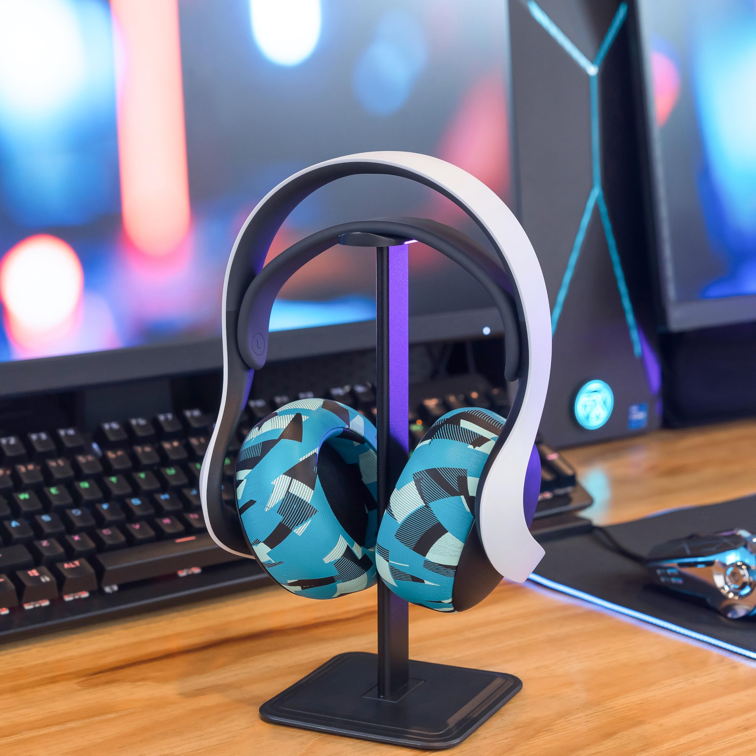WC PadZ Pulse Elite - Upgraded PU Leather Earpads Compatible with PS5 Pulse Elite by Wicked Cushions, Cyan Prism - Image 3