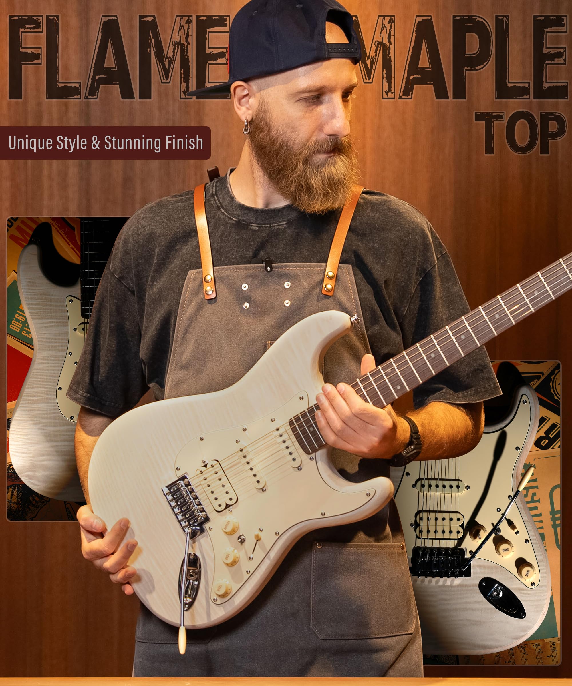 AKLOT Guitarra eléctrica DIY – Kit de guitarra eléctrica sin montar de primera calidad para entusiastas de la construcción de guitarras personalizadas