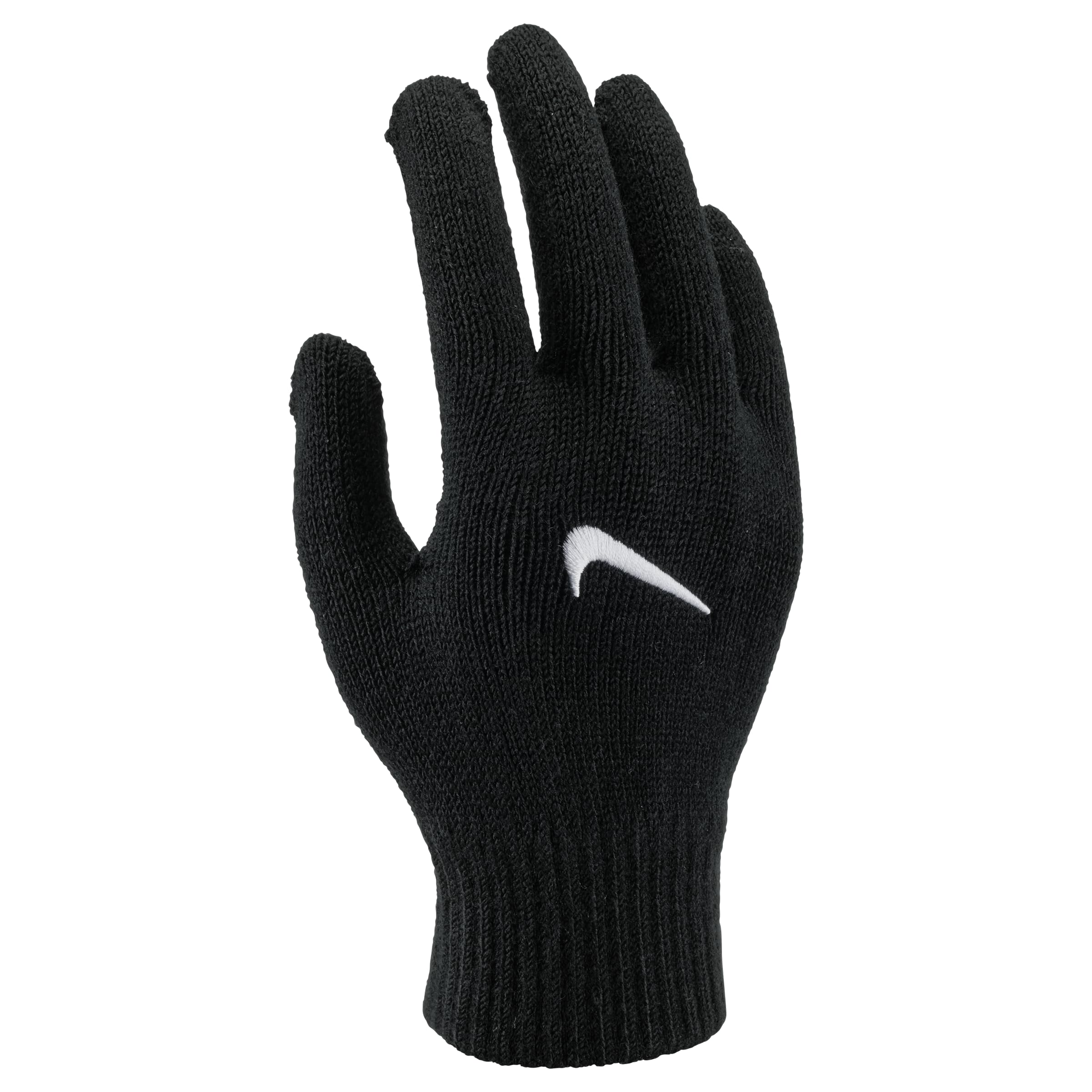 Nike Kids Knit Swoosh Gloves 3.0 Running Training Fitness Winter Gloves Touchscreen Grip, Black/White, S/M