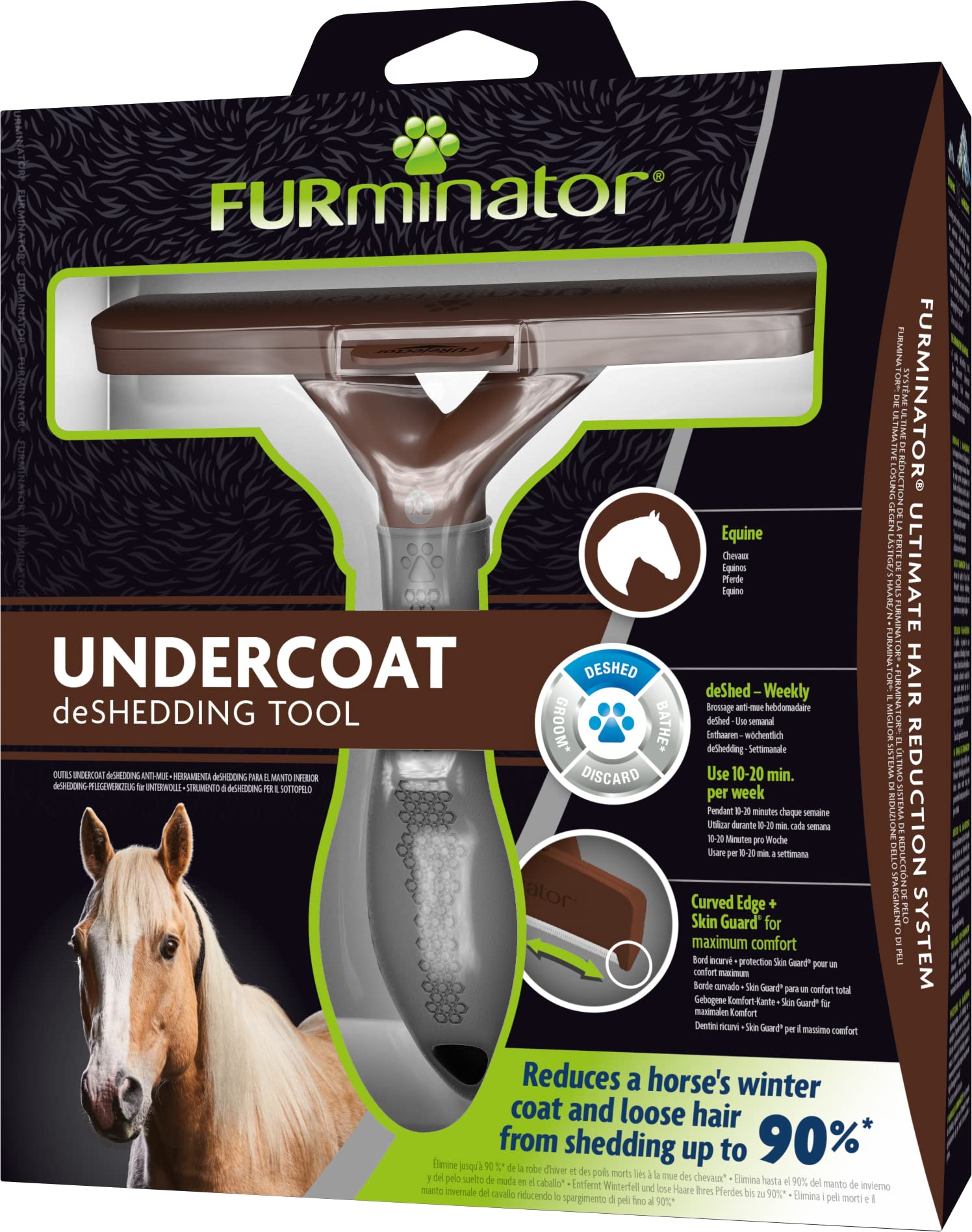 FURminator deShedding Tool Cavalli - Spazzola/striglia per cavalli per una rimozione completa del sottopelo - Design migliorato (unisex)