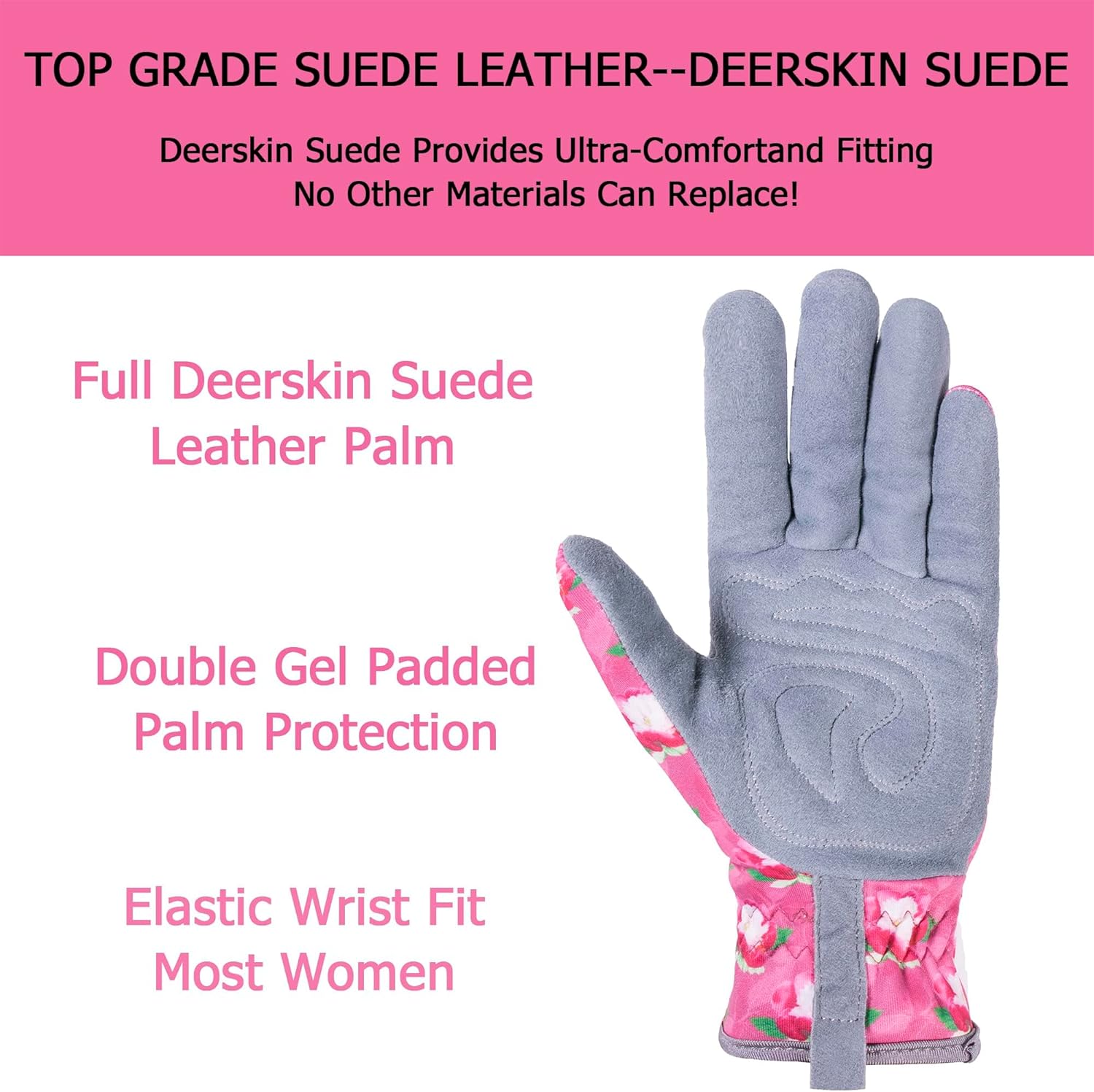 SKYDEER Premium Genuine Deerskin Suede Women's Gardening Gloves, Ultra-Soft Padded, Comfort Fit for Work (SD6612/M) - Image 3