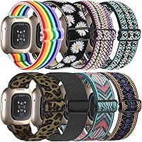 Vista 6 de Paquete de 8 bandas elásticas compatibles con Fitbit Versa 3 y Fitbit Versa 4, Fitbit Sense y Fitbit Sense 2, pulsera deportiva ajustable de nailon