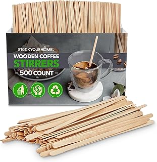 500 Count Wooden Coffee Stir Sticks, Bulk Wood Stirrers for Coffee and Tea, Disposable Drink Stirrers for Hot Drinks, 5 Inch Wooden Coffee Stirrers for Home, No Plastic Stir Sticks