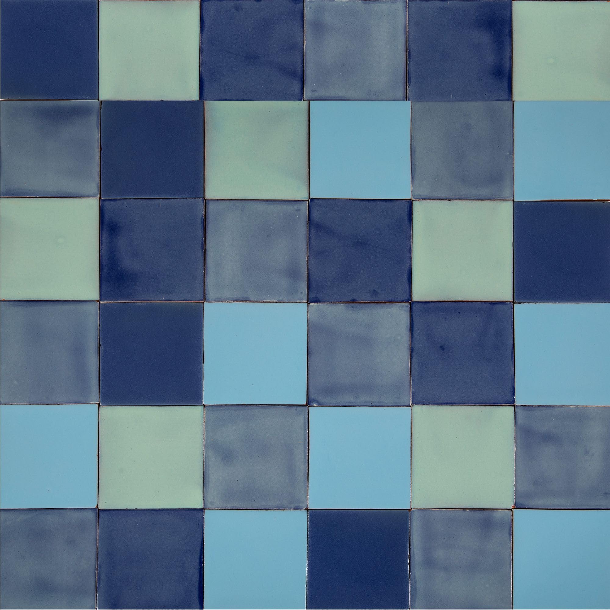 Cerames Azulejos de mosaico de un solo color azuna- mosaico de azulejos de cerámica mexicana, azulejos México para cocina, baño, ducha, pared posterior de cocina, un paquete de 90 azulejos 10,5 x 10,5