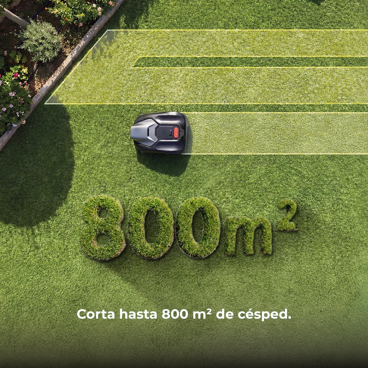 Cecotec Robot Cortacésped sin Cables - Reconocimiento de Objetos y Cámara Conga Grasshopper 800 ProAI. Autonomía hasta 800m², Corte Regulale Entre 30-60 mm, Control App, IPX5