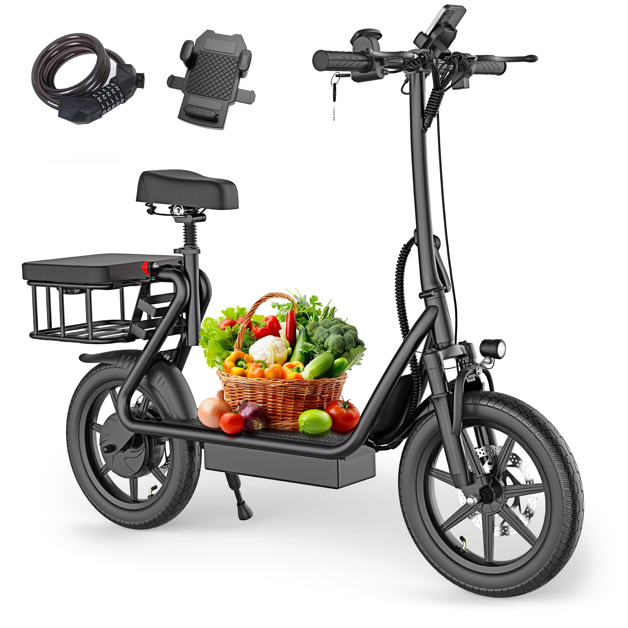 WERHY Electric Scooter, 8.5"/10"/14" Tire, Powerful 350/500W Motor, Top Speed 19/22 MPH, 21-49Miles Max Range, Folding Escooter for Adults & Teens with Dual Braking