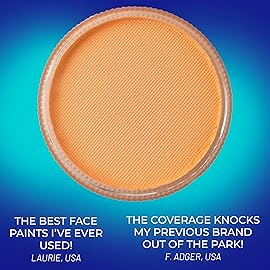 Blue Squid Face Paint Water Based Single Cake Professional Face Paint & Body Paint - Water Activated, Kids Adults Face Painting for Costume, Halloween Makeup, Cosplay - UV Pastel Orange Face Paint 30g