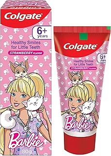 Colgate Kid's Barbie Anticavity Toothpaste -Strawberry Flavour for Cavity Protection, Enamel Protection (80g)