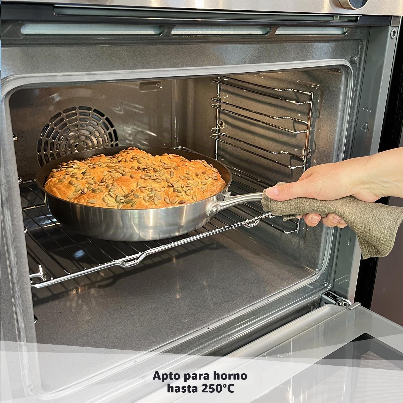 SCANPAN CS+ - Sartén (28 cm, 5 capas, apta para todo tipo de fuegos, sartén multifuncional de inducción, Stratanium+ antiadherente, apta para horno)