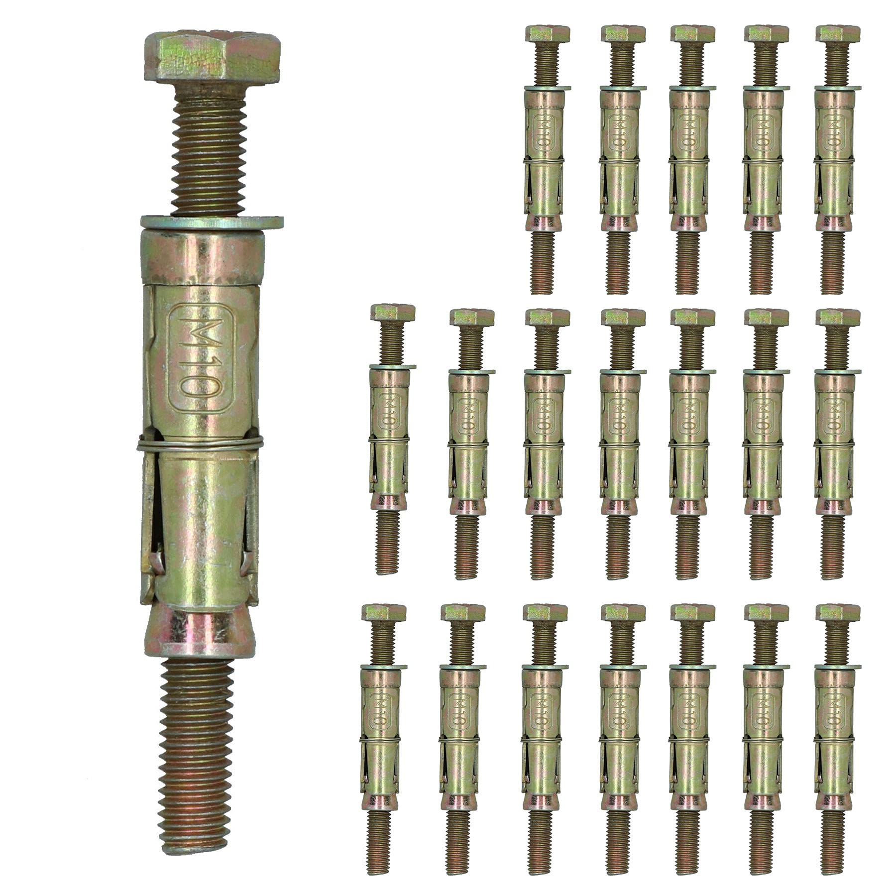 M10 10mm x 100mm Expansion Rawl Bolt for Masonry Sleeve Anchors Fastener 20pk