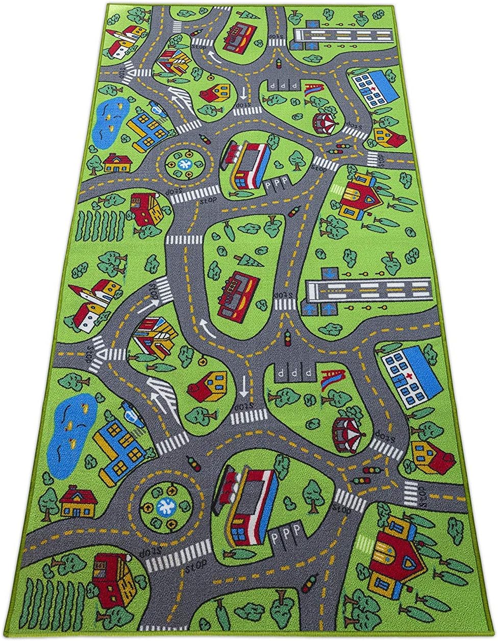 Kids Carpet Playmat City Life Extra Large - Learn & Have Fun Safe, Children's Educational, Road Traffic System, Multi Colour Activity Centerp Play Mat Great for Playing with Cars for Bedroom Playroom