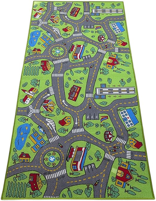 Kids Rug Carpet Playmat City Life Learn Have Fun Safe, Children's Educational, Road Traffic System, Multi Color Activity Centerpiece Play Mat! for Playing with Cars for Bedroom Playroom