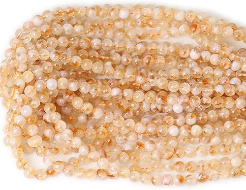 Miniatura 3 de 60 cuentas redondas sueltas de citrino con plumas amarillas naturales de 0.236 pulgadas (0.236 in), piedra energética curativa para fabricación de