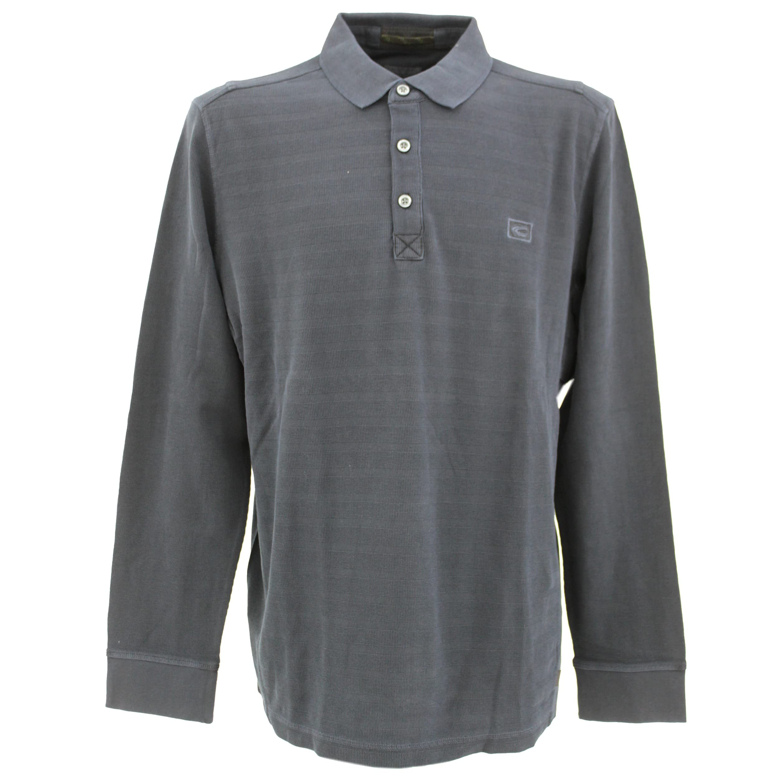 camel active Herren Langarm Polohemd Poloshirt Pique Leicht Angerauht Khaki