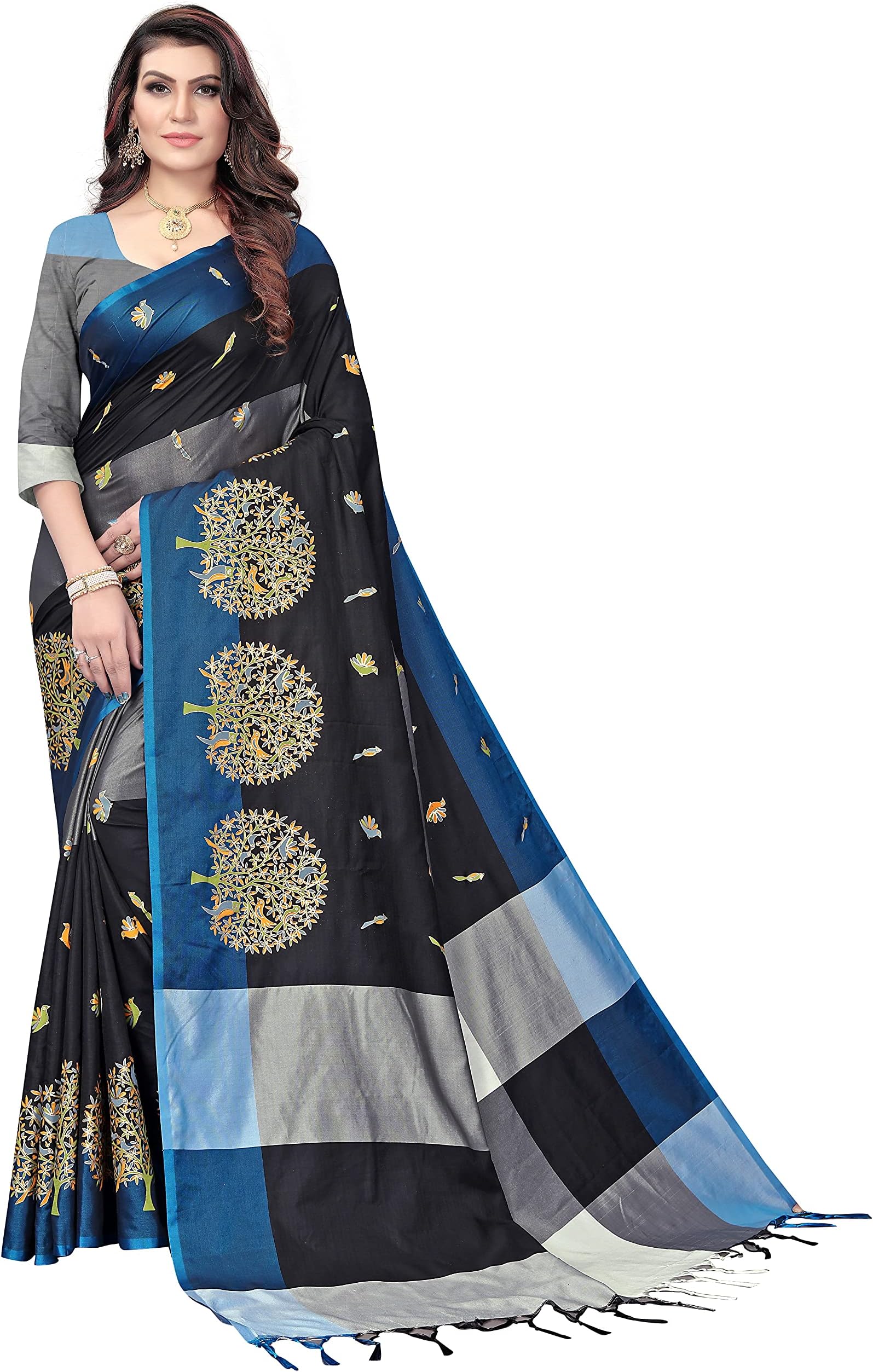 DHRUVI TRENDZ Foil Print CottonSilk Saree For Women Banarasi Saree Under 449 2021 Beautiful For Women saree