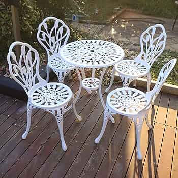 ガーデンテーブル白　 花・ぶとう模様 ガーデンテーブル白 花・ぶとう模様 ガーデンテーブル白 花・ぶ